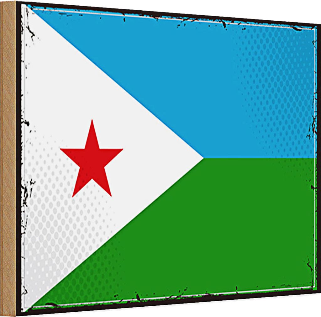 Holzschild Flagge Dschibuti 30x20cm Retro Flag Djibouti