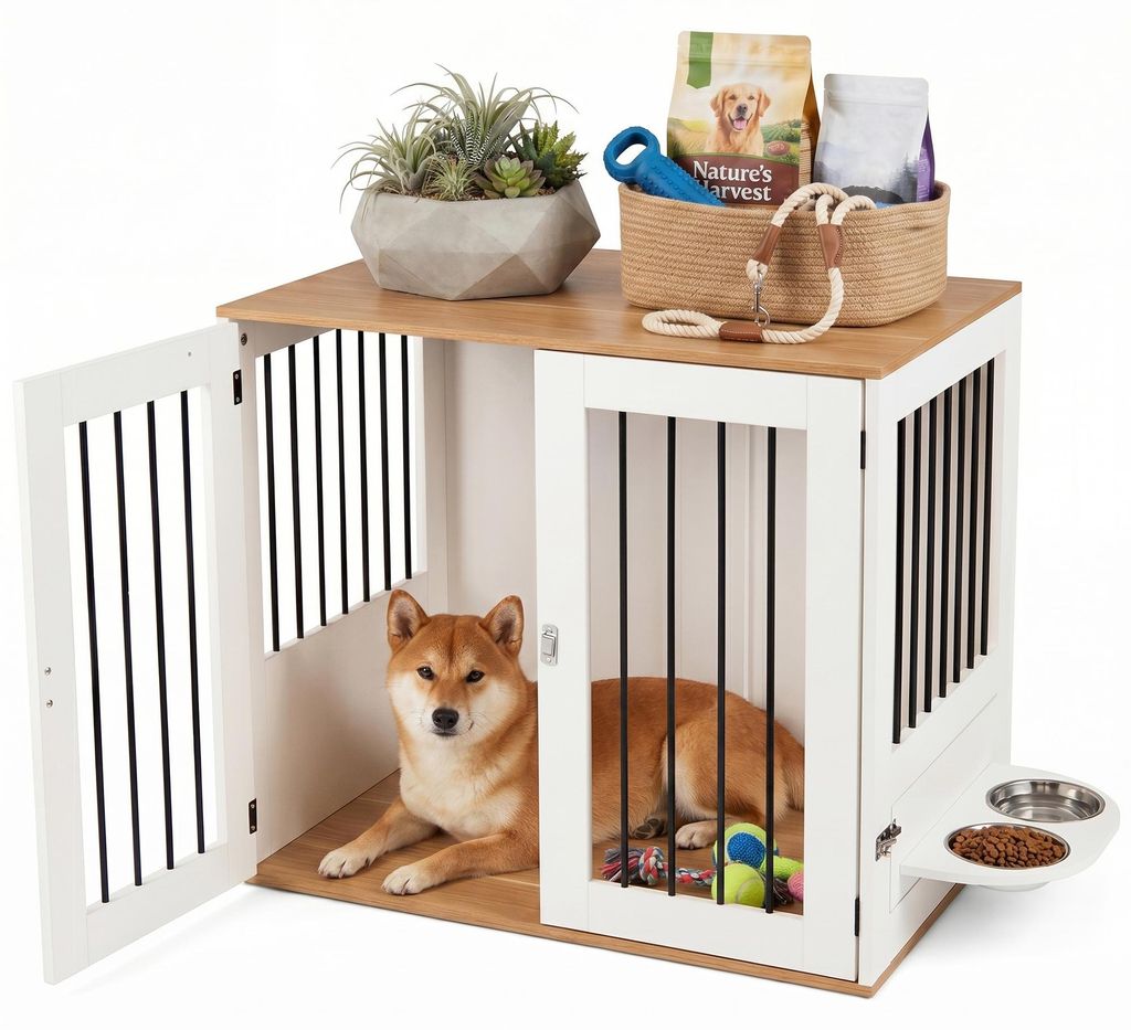 Hundekäfig Möbel, Hundebox Holz, Hundehütte, Tierbedarf, Produktbild 