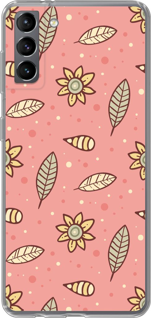 MuchoWow Handyhülle Schutzhülle Hülle für Telefoonhoesje Samsung Galaxy S21 Plus Muster - Blumen - Blätter - Mädchen - Kinder - Kinder Sili...