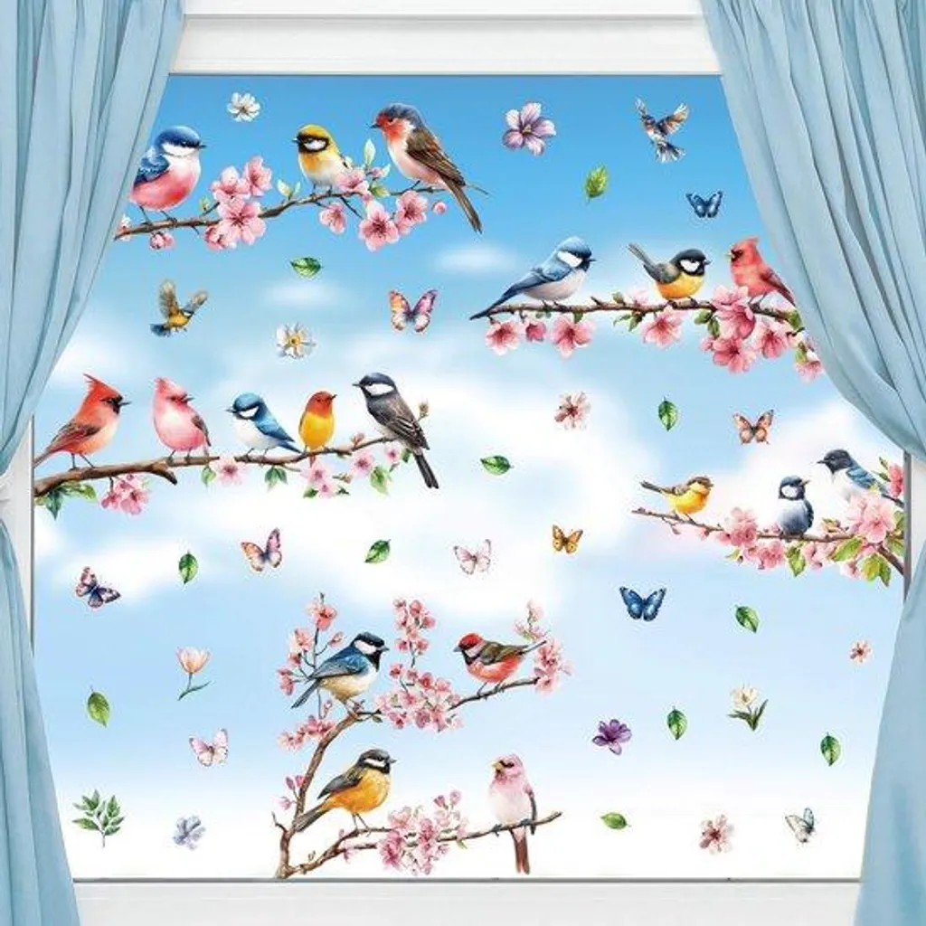 Stickers muraux printemps papillons et fleurs décoration réutilisable