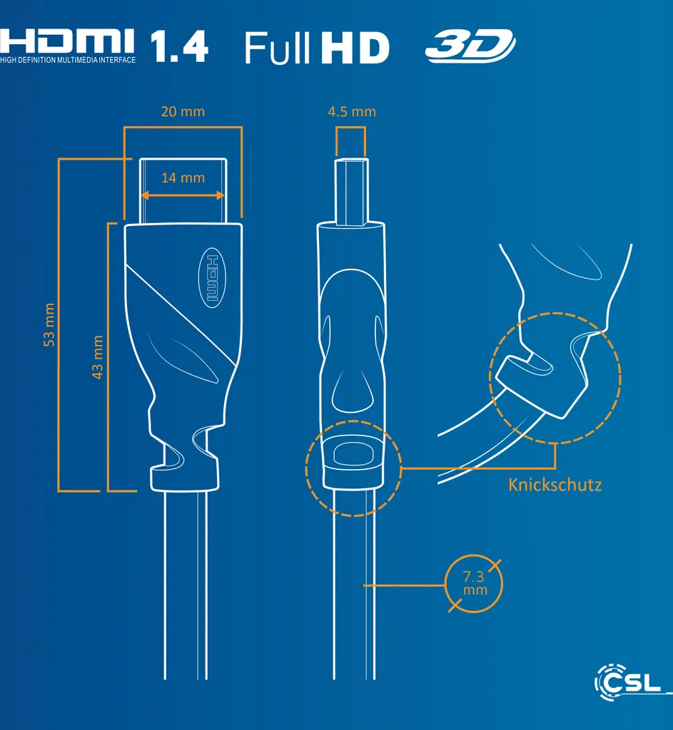 CSL Câble HDMI 2.0b 15m Haute Vitesse 4K UHD avec Triple Blindage