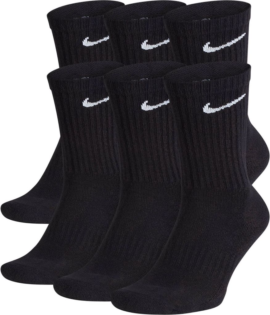 A group of black Nike crew socks.