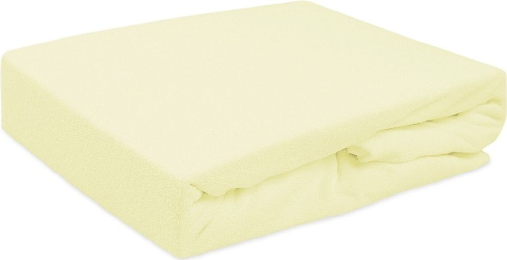 Spannbettlaken mit Gummiband, Frottee 90x200cm Cremig