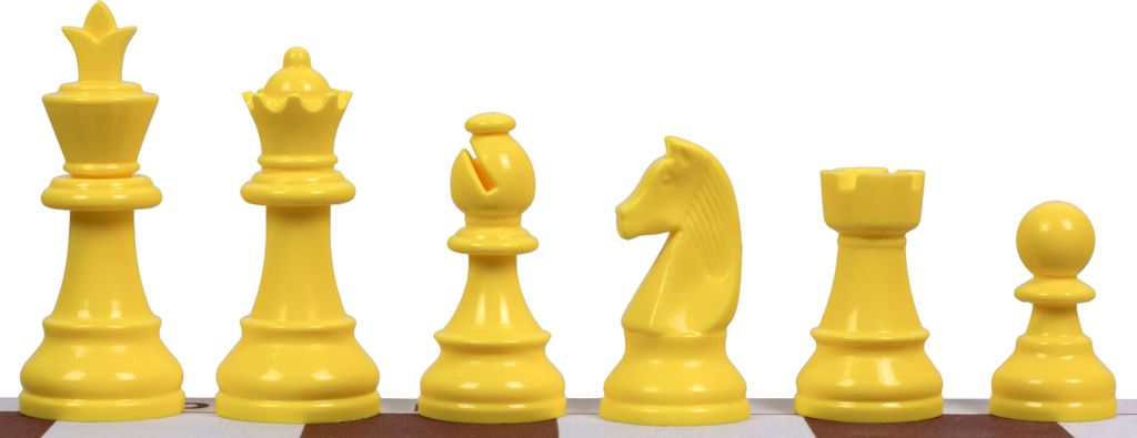 Staunton 6 Schachfiguren, Kunststoff (König 95 mm) - Gelb