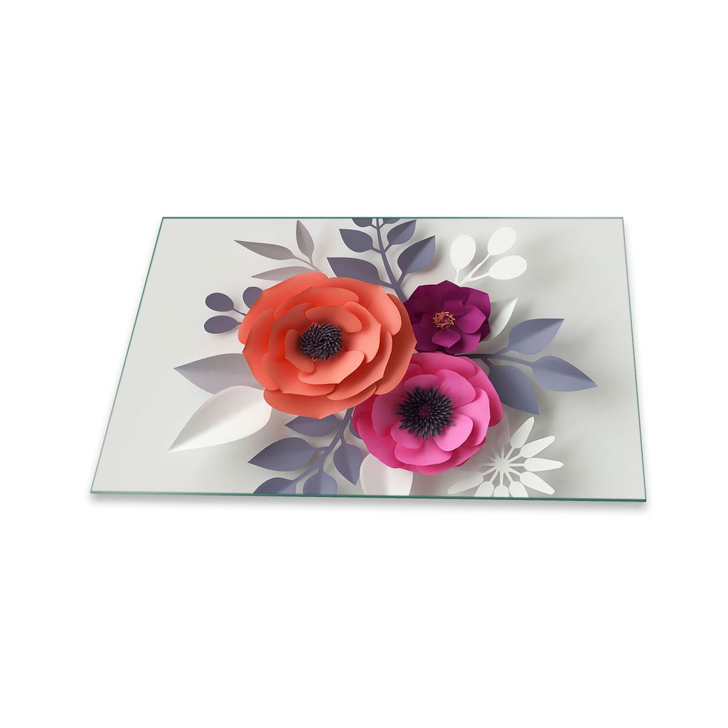 Herdabdeckplatte Glaskeramik 1 Teilig 80x52 Blumen Bunt Abdeckung Glas Spritzschutz