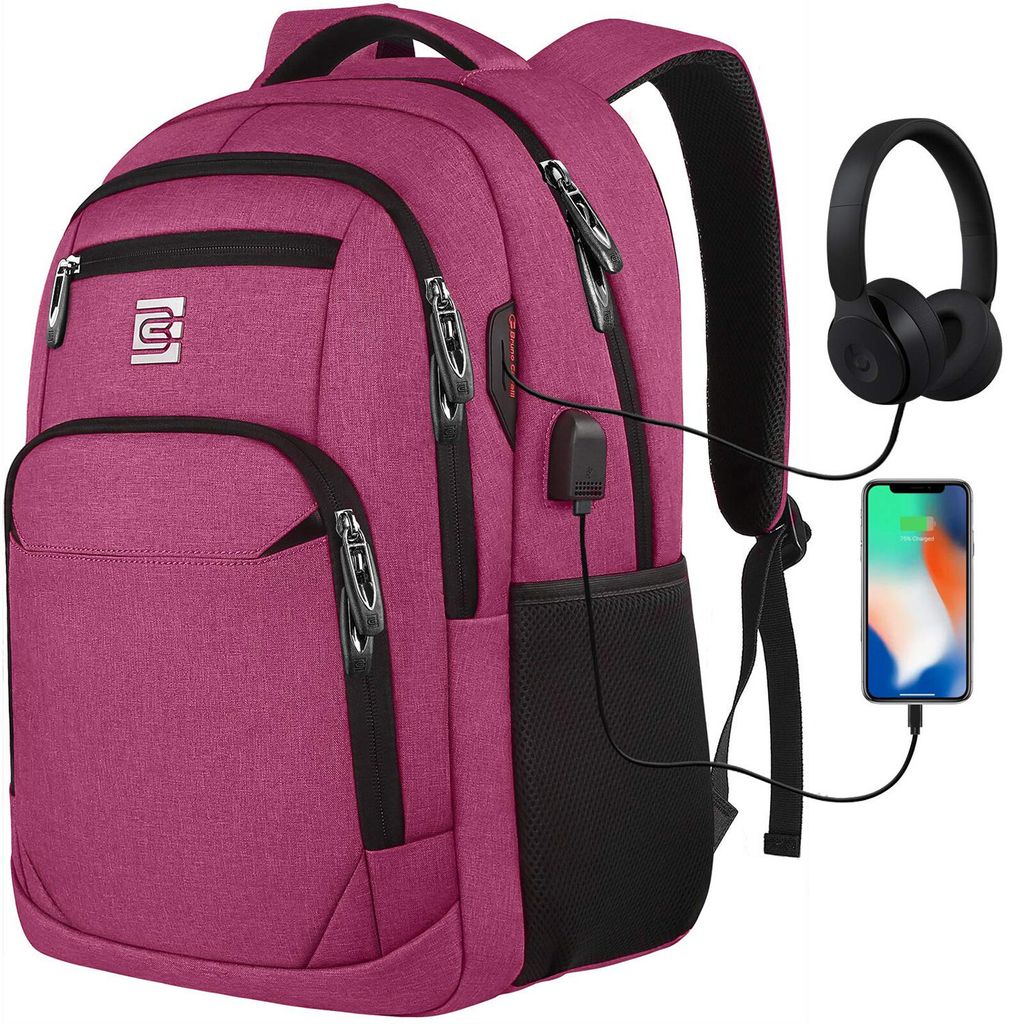 MODFU Laptoprucksack Laptop Rucksack 36L Großer Laptoptasche für 15,6 zoll Laptop mit USB-Anschluss, Anti-Diebstahl, Backpack mit Laptopfach,Rosa
