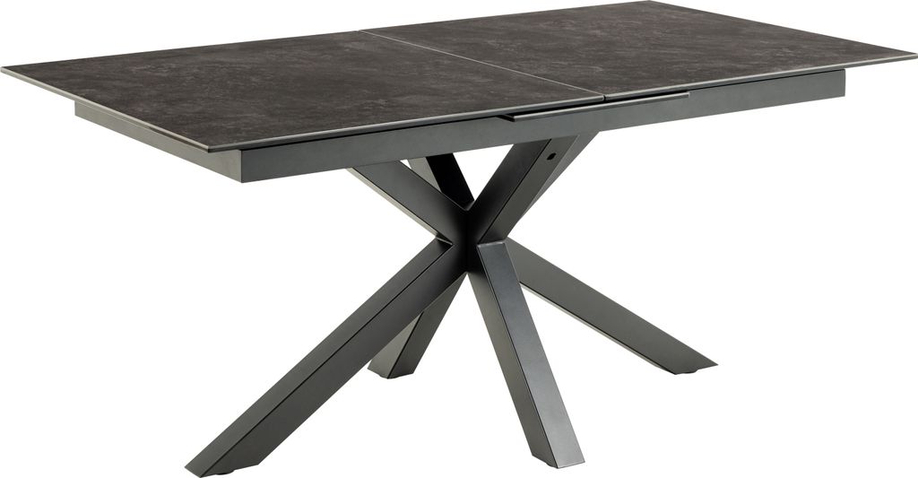 Kulissen-Esstisch >Heaven< (ausziehbar bis 210cm) in schwarz, Glas-Keramik, Stahl - 168(210)x76x90cm (BxHxT)