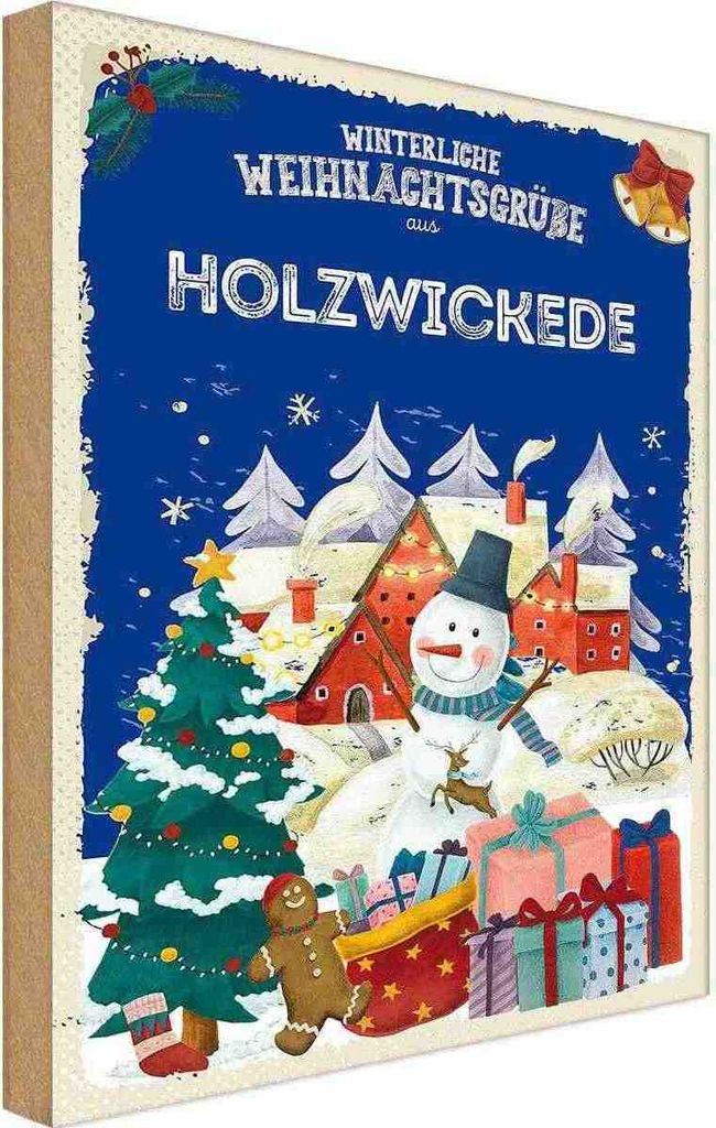 vianmo Holzschild 30x20 cm Weihnachtsgrüße HOLZWICKEDE Weihnachten