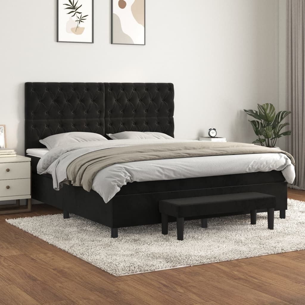 Maison Exclusive - Boxspringbett mit Matratze Schwarz 160x200 cm Samt