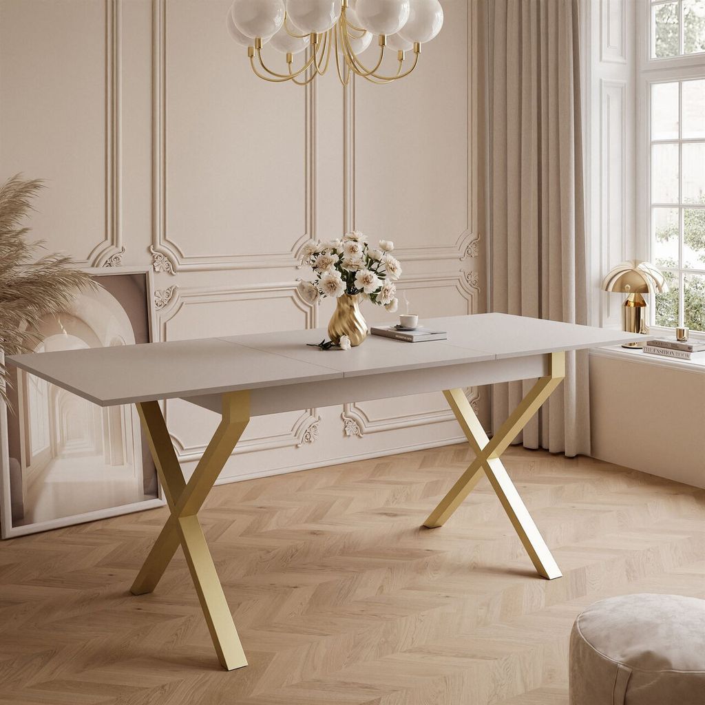 ARTON GOLD II 140 cm ausklappbarer Tisch, Tischplatte Produktbild 