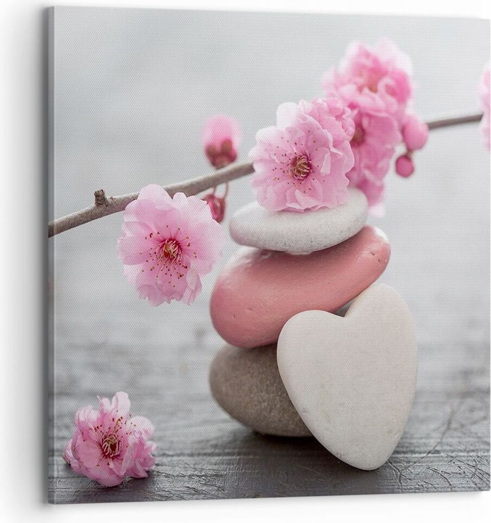 Bild auf Leinwand - Leinwandbild - Yoga weiblich Blume Gesundheit - 70x70cm - Wand Bild - Wanddeko - Leinwanddruck - Bilder - Kunstdruck - Wanddeko...