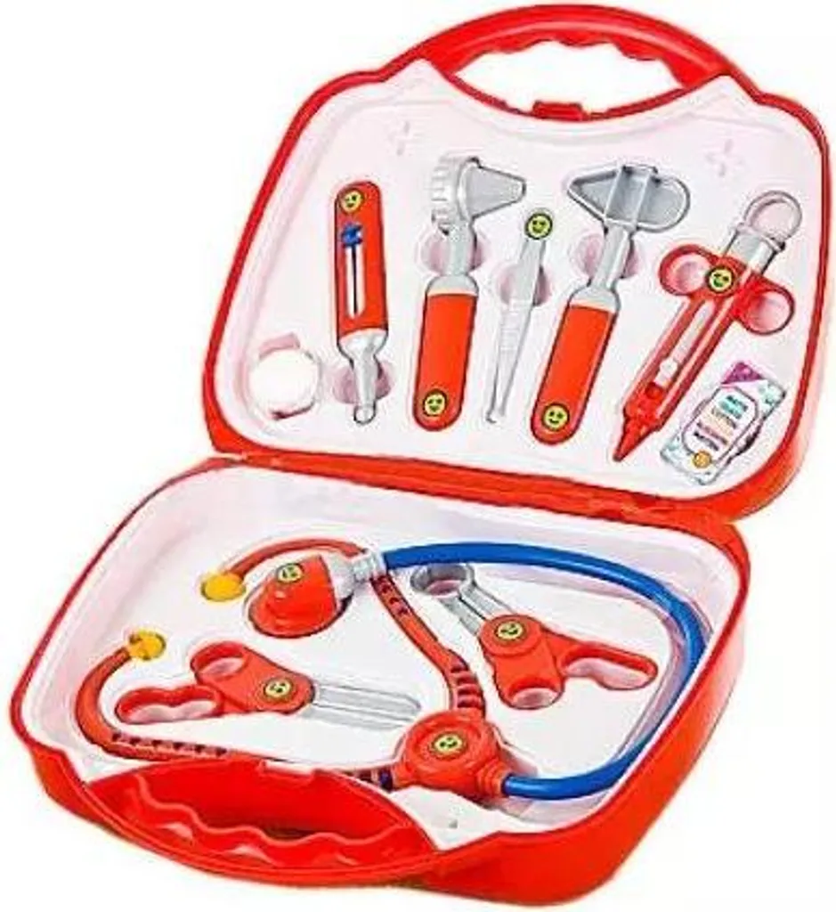 Mallette médicale enfant rouge et grise 12 pièces avec stéthoscope pro - 23