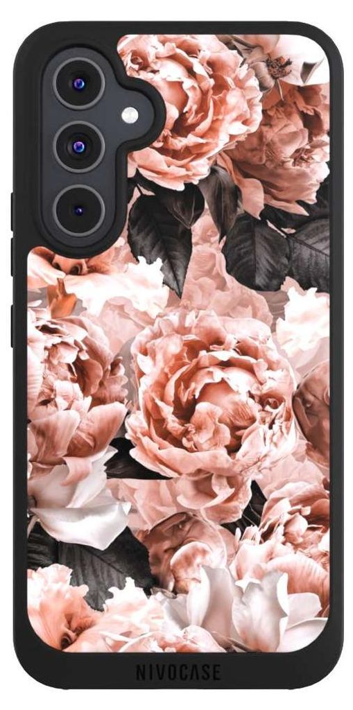 NIVOCASE Handyhülle für Samsung Galaxy A54 5G Hülle NIVOpure Case Schwarz Blume Rose Vintage