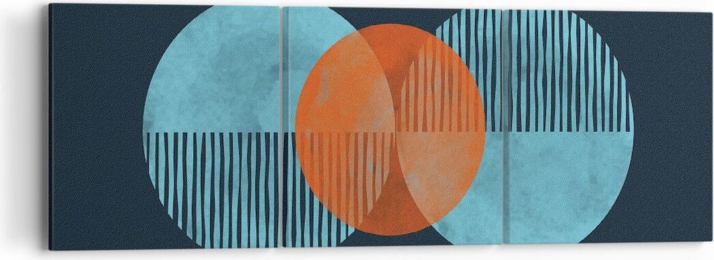 Bild auf Leinwand - Leinwandbild - 3 Teile - Abstraktion Räder Gürtel - 90x30cm - Wand Bild - Wanddeko - Wandbilder - Leinwanddruck - Bilder - Wa...
