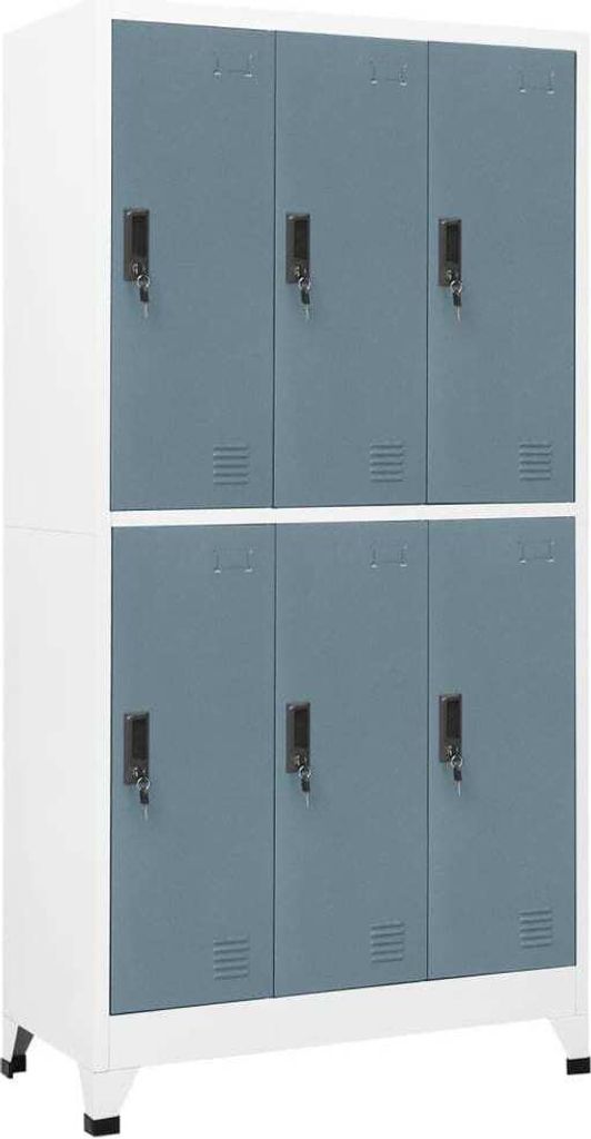Schließfachschrank Hellgrau und Dunkelgrau 90x45x180 cm Stahl