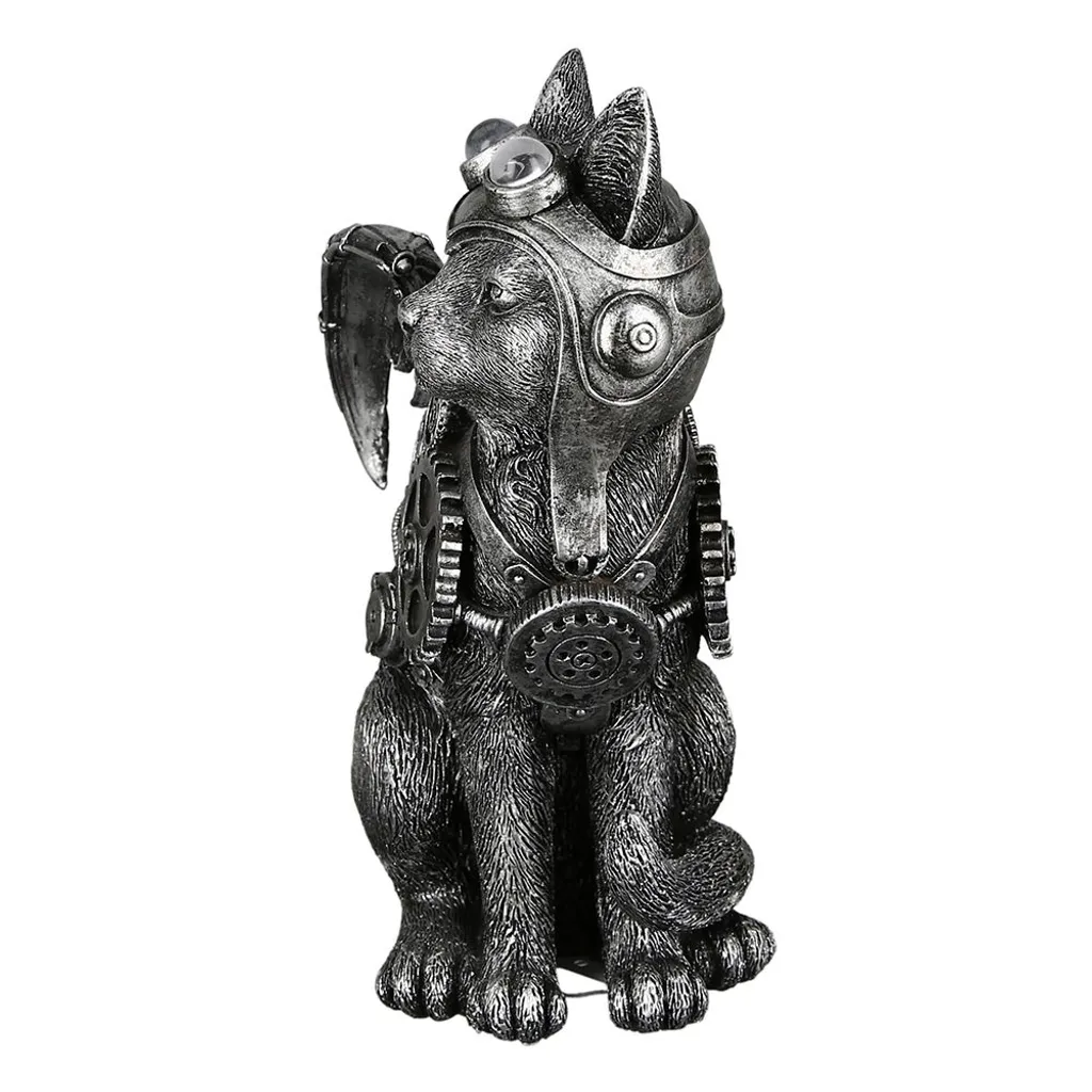 Figurine Chat Steampunk Argentée : Idée Déco Originale et Moderne - 2