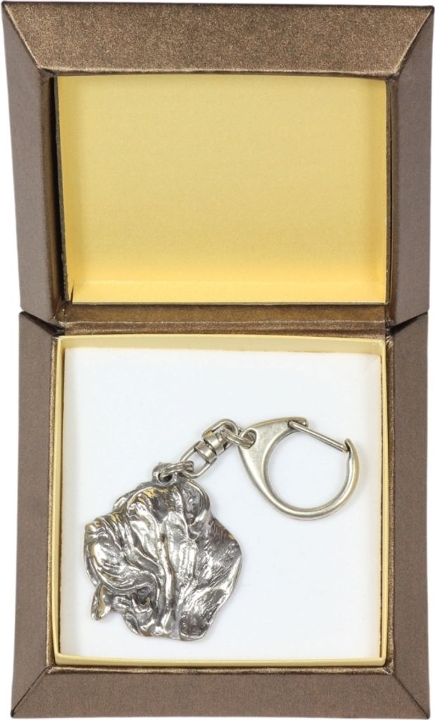 Mastino Napoletano, Neapolitanischer Mastiff - Versilberter Schlüsselanhänger mit Hund in einer Geschenkbox, Handtaschenschmuck, Rucksackanhänge...