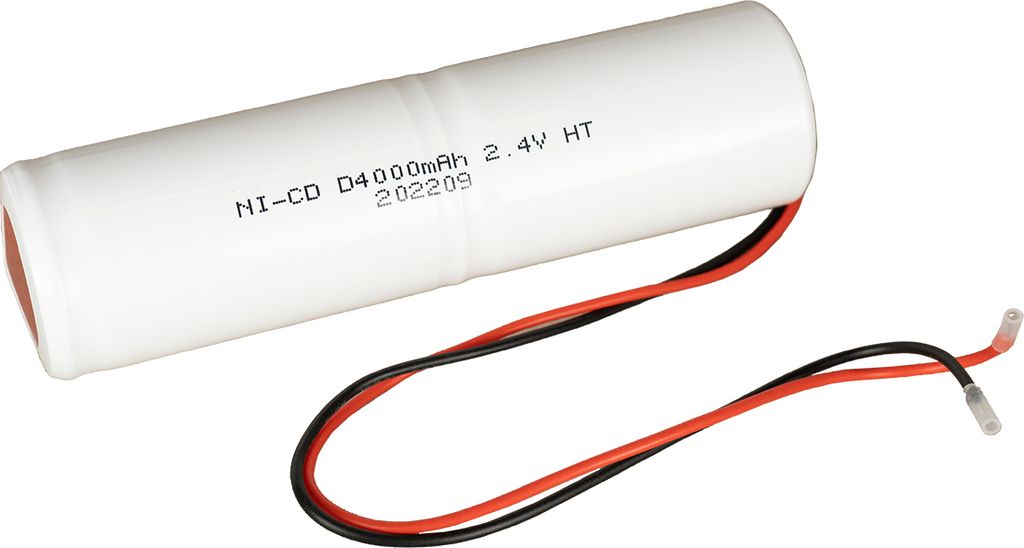 Akku Pack 2,4V 4000mAh für Notbeleuchtung Stab NiCd L2x1 2xD-Hochtemperaturzellen Kabel