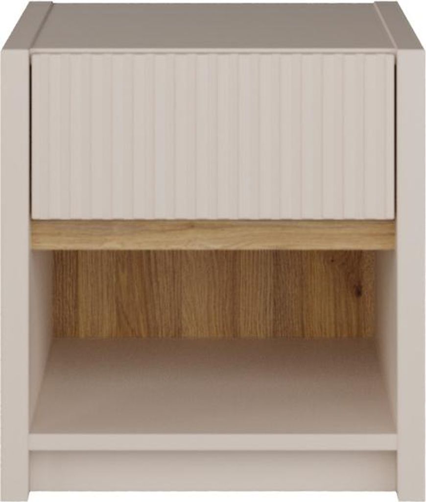 Nachtkommode >SQUERE< in Mauvelle Eiche Nachbildung / Sand - 40,6x43x41,7cm (BxHxT)