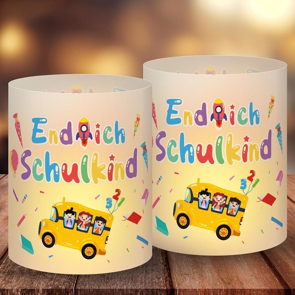 Elidepe Einschulung Deko 12 Stück Windlicht Tischdeko Produktbild 