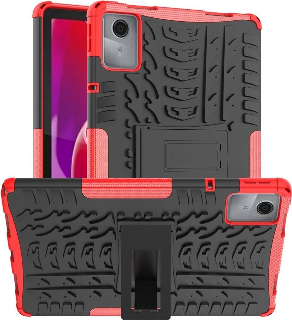 Lenovo Tab M11 Hülle - Panzer Back Cover mit Ständer - Rot Produktbild 