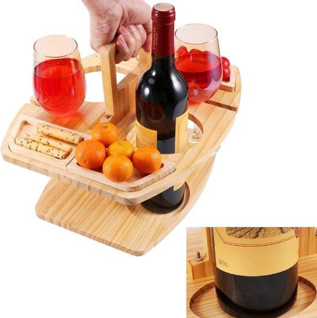 Outdoor Houten Picknicktafel mit Glashouder für Camping Strand Park