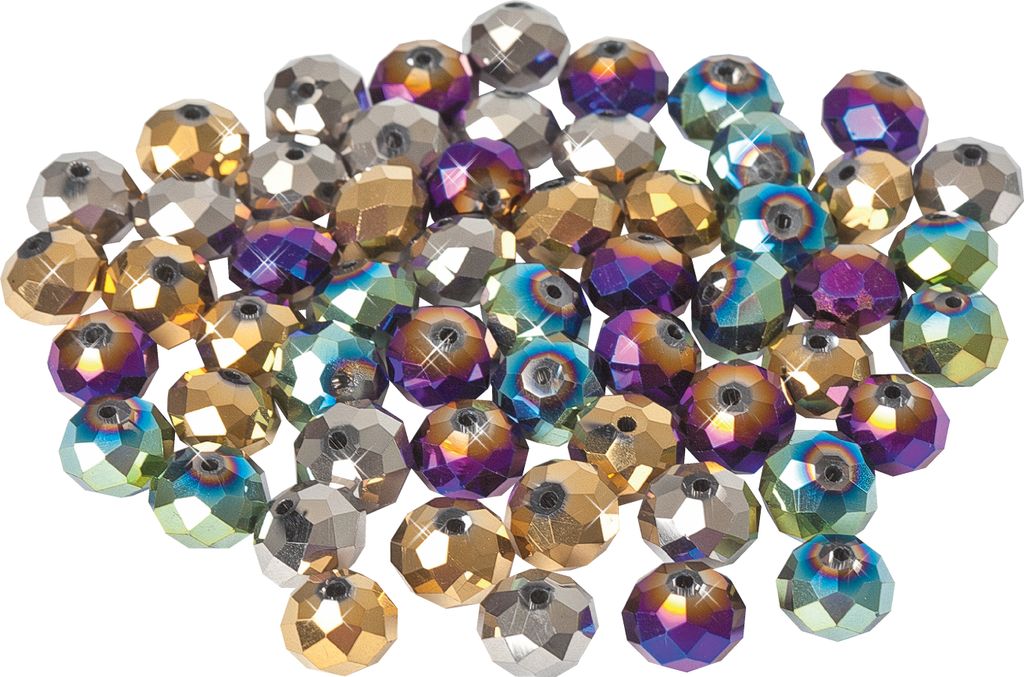 PRACHT Glasschliffperlen 12 mm 25 Stück für Schmuckherstellung und Basteln Metallic