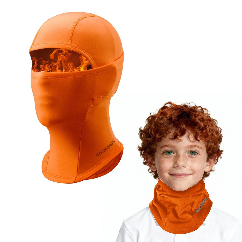 ROCKBROS Kinder Sturmhaube Winter Warm Balaclava Thermo Winddicht Skimaske für Outdoor Sports Orange