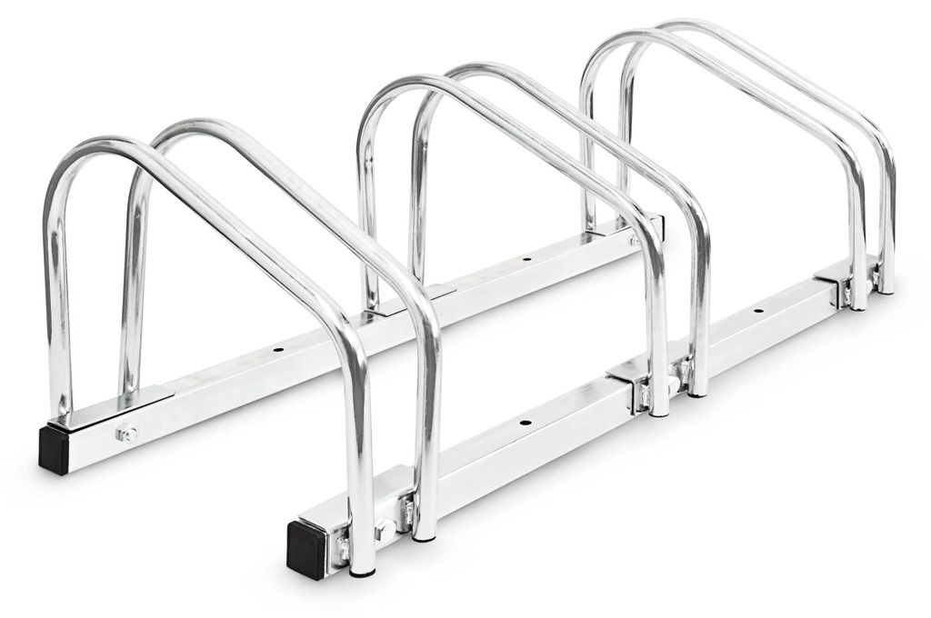 4 x Fahrradständer, Für 3 Fahrräder, Boden- und Wandmontage, HBT: ca. 26 x 73 x 32 cm, silber