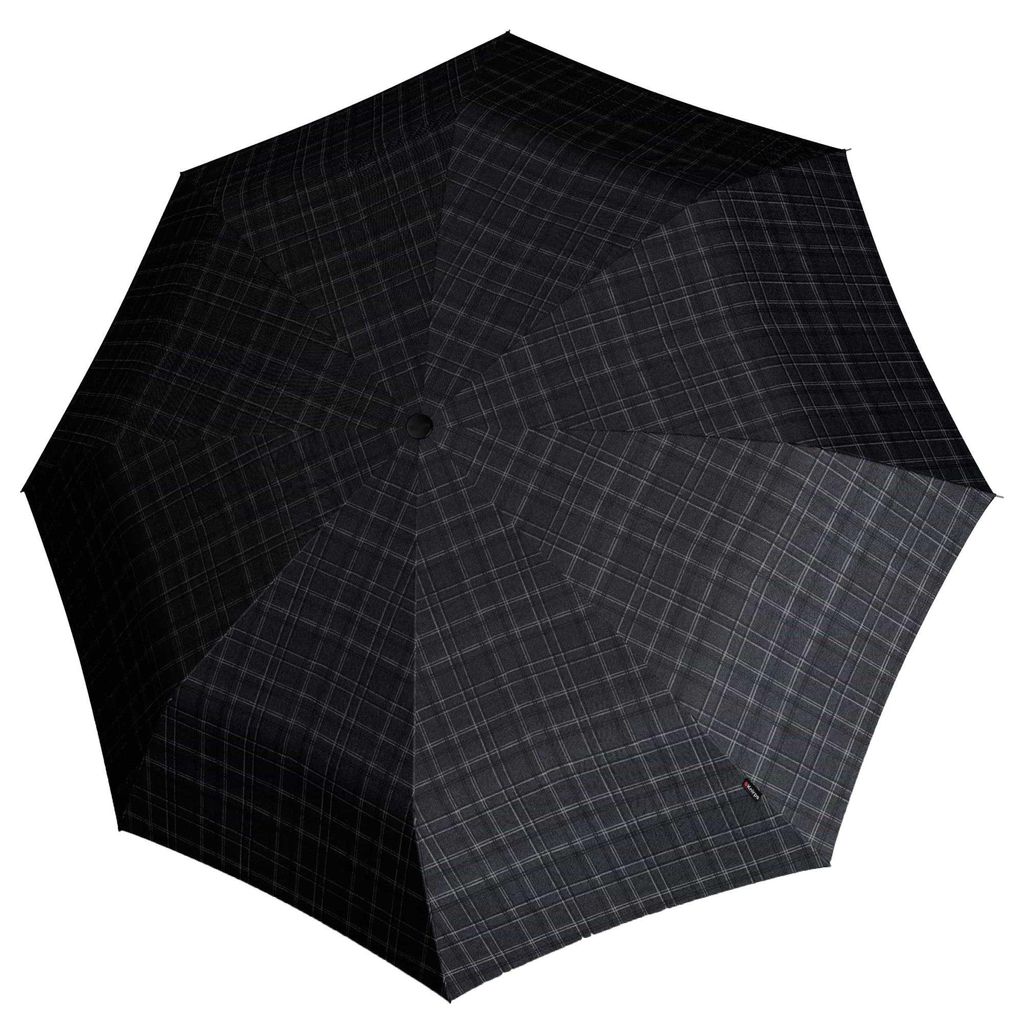 Knirps Taschenregenschirm Regenschirm T.200 Medium Duomatic Men's Prints Check schwarz mehrfarbig