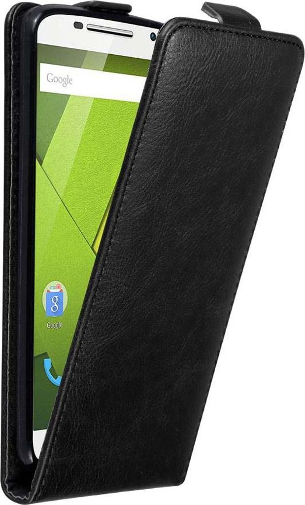 Cadorabo Hülle für Motorola MOTO X PLAY Schutz Hülle in Schwarz Flip Etui Handyhülle Case Cover