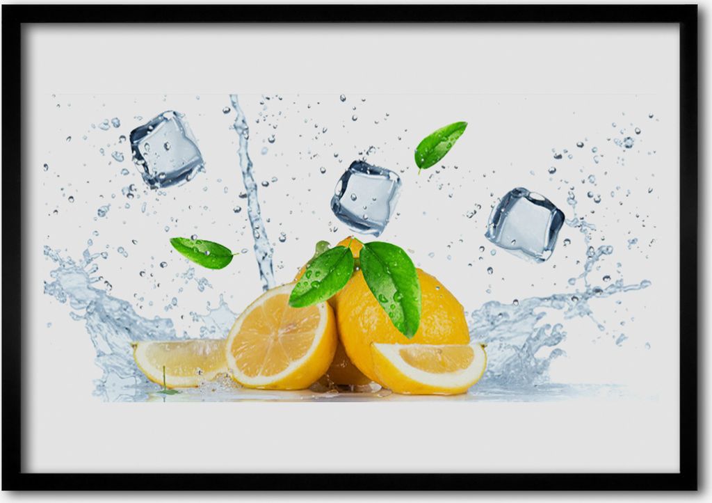 Bild 70x50 MDF-Rahmen Wandkunst Lemon Ice Cubes Küche
