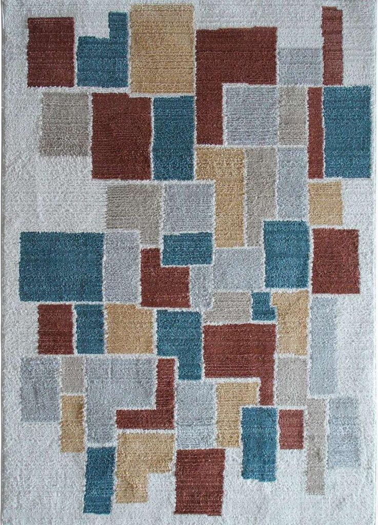 Zeitgenössischer Teppich aus Polyester, 160x240, mehrfarbig/beige