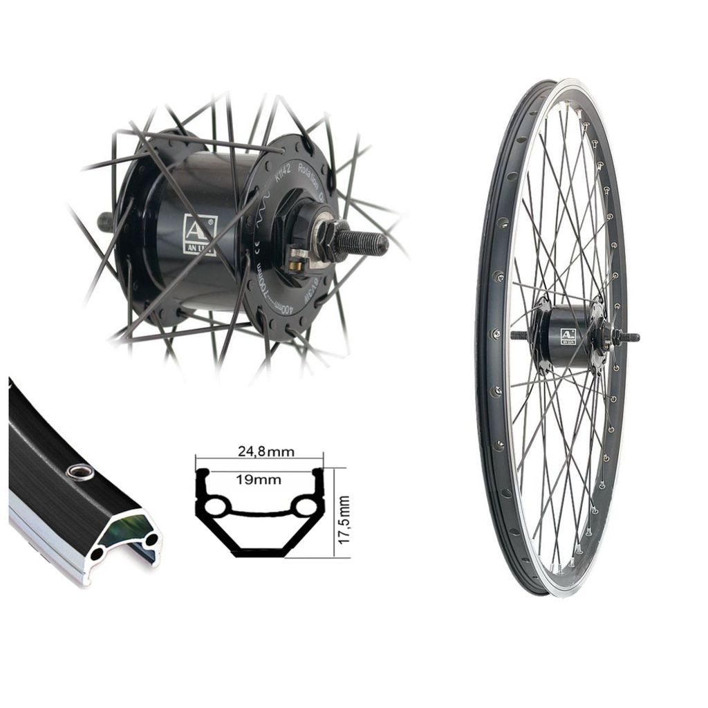 Vorderrad 27,5" Nabendynamo Hohlkammerfelge Felgenbremse Produktbild 
