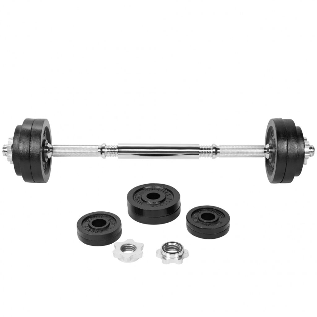 GORILLA SPORTS Hantelset - 22kg, 2 in 1 Kurzhanteln & Langhantel mit Verbindungsrohr, Verstellbar, inkl. 12 Hantelscheiben aus Gusseisen, 30mm, S...