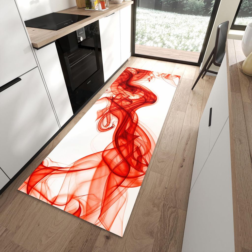 Küchenteppich 90x240cm rutschfest & abwischbar PVC Läufer - Abstrakter Rauch