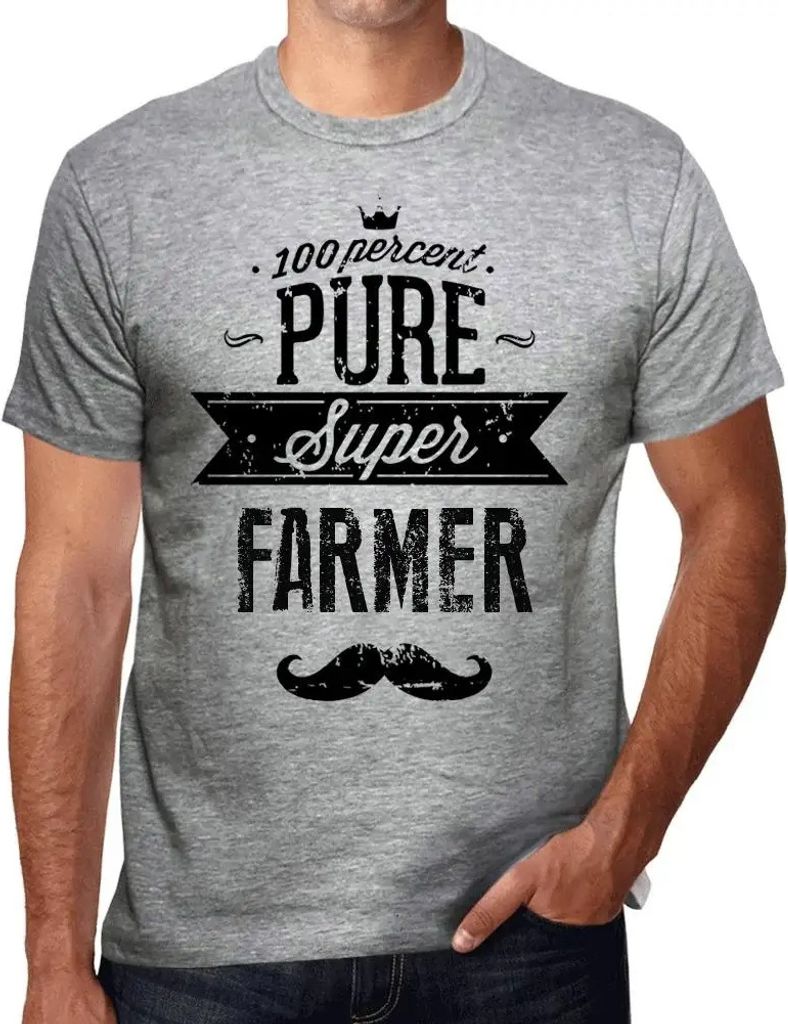 Herren Grafik T-Shirt 100% reiner Superbauer – 100% Pure Super Farmer – Öko-Verantwortlich Vintage Jahrgang Kurzarm Lustige Druck Geburtstag G...