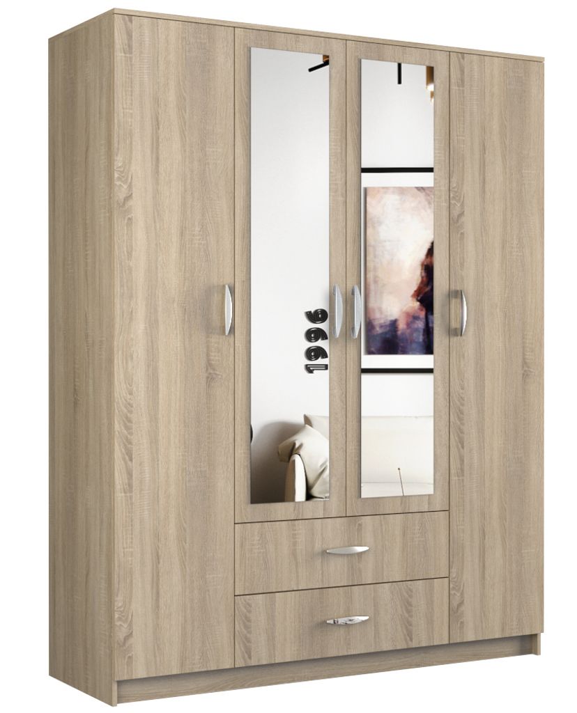 Topeshop ROMANA 160 SON, Dąb, Szafa, 11 pół., 4 drzw., Dąb, Zdjęcie produktu 
