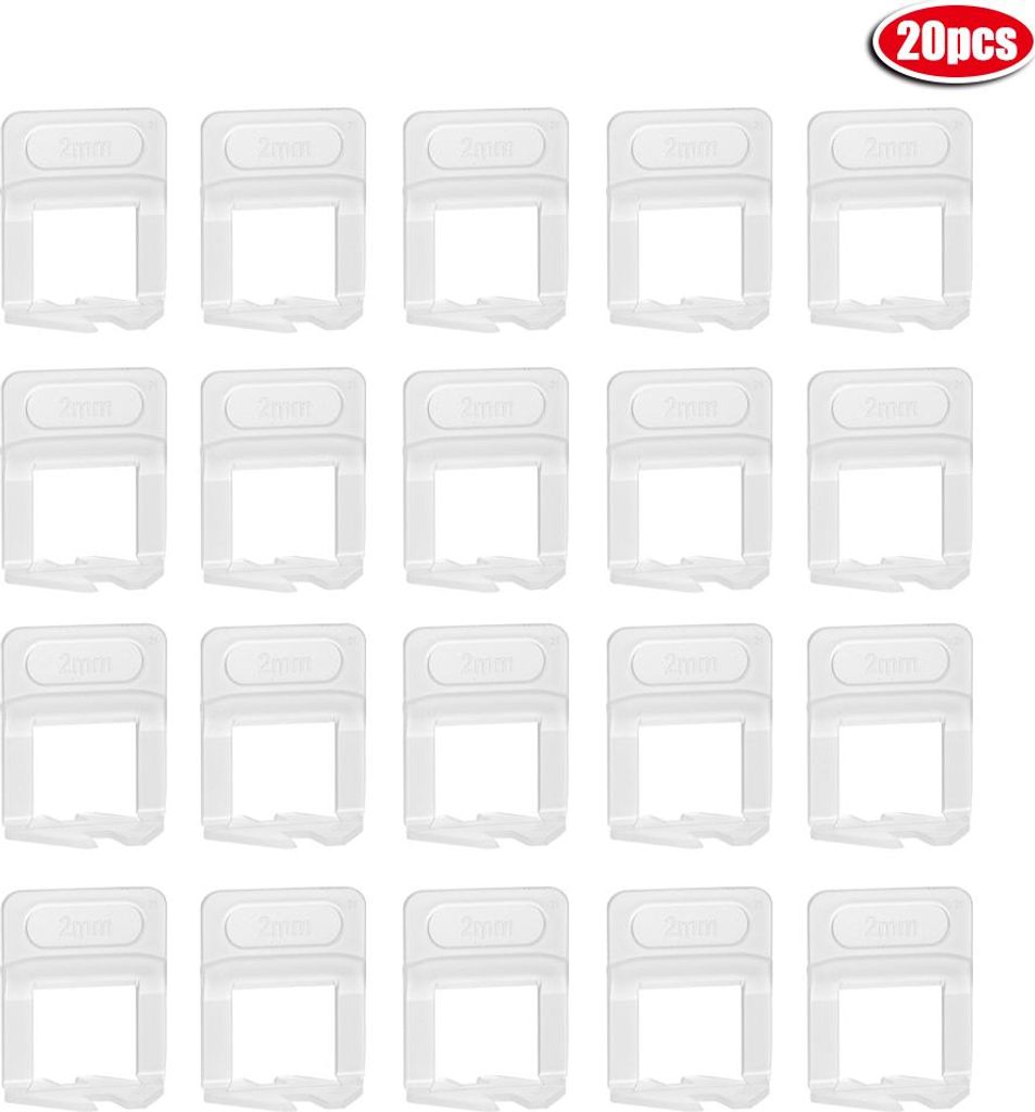 20 Stück 2 mm Fliesen-Nivellierfüße, Keramikfliesen-Abstandshalter, Nivelliersystem