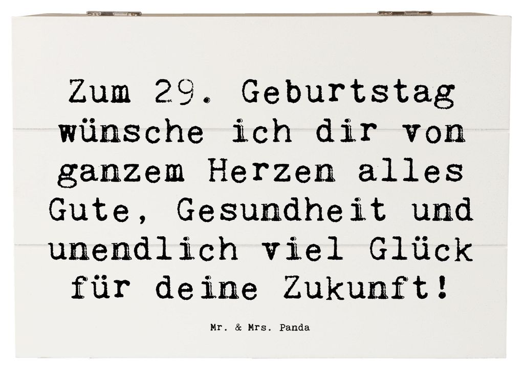 Mr. & Mrs. Panda Truhe Spruch 29. Geburtstag Wünsche 22 x 15 cm - Weiß - Geschenk, handgemachte Geschenke, Vorfreude, alles Gute, Glückwunsch, M...