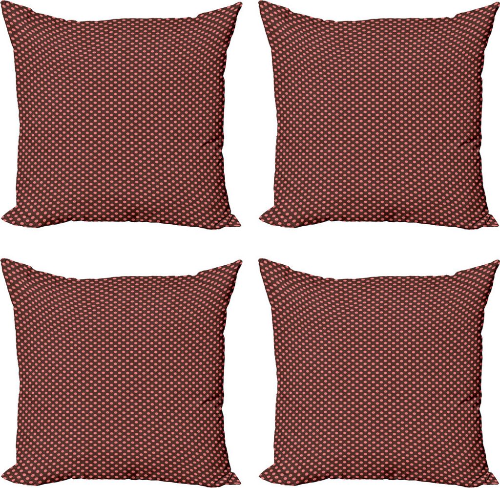 ABAKUHAUS Rosa Tupfen Kissenbezug Set (4 Stück), Vintage Vibe Spots, Moderner Doppelseitiger Digitaldruck, 40 cm x 40 cm, Brown und Coral