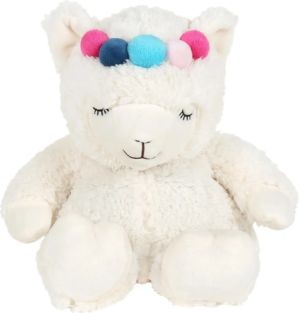 Bouillotte Peluche Lama Blanc avec bandeau pour une chaleur douce et zen