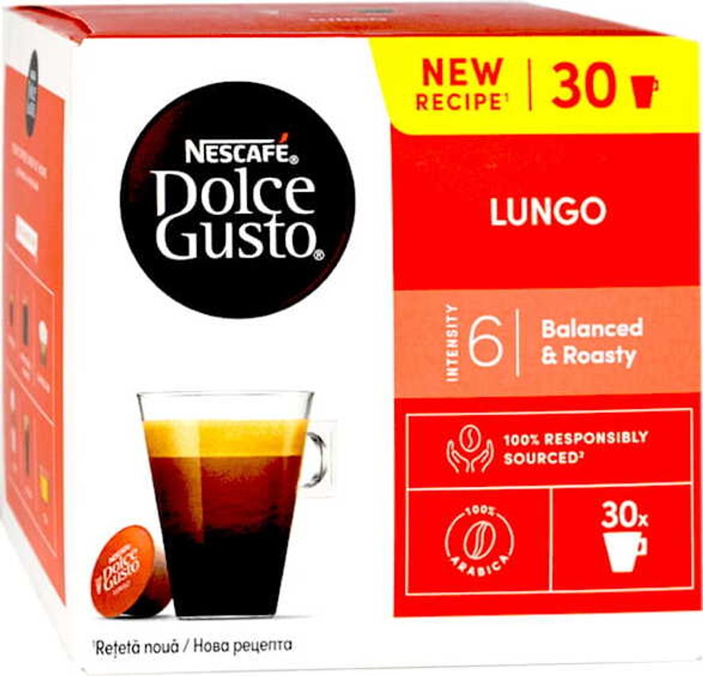 Nescafé Dolce Gusto Lungo, Kaffeekapsel, Lungo, Dolce Gusto, 30 Tassen, Mehrfarbig, Nescafé
