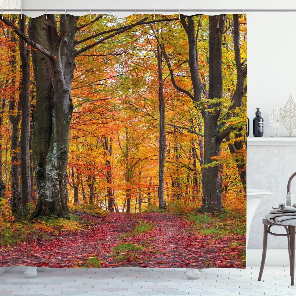 Tenda Doccia ABAKUHAUS Autunno 175x220 cm | Bosco Foglie Gialle