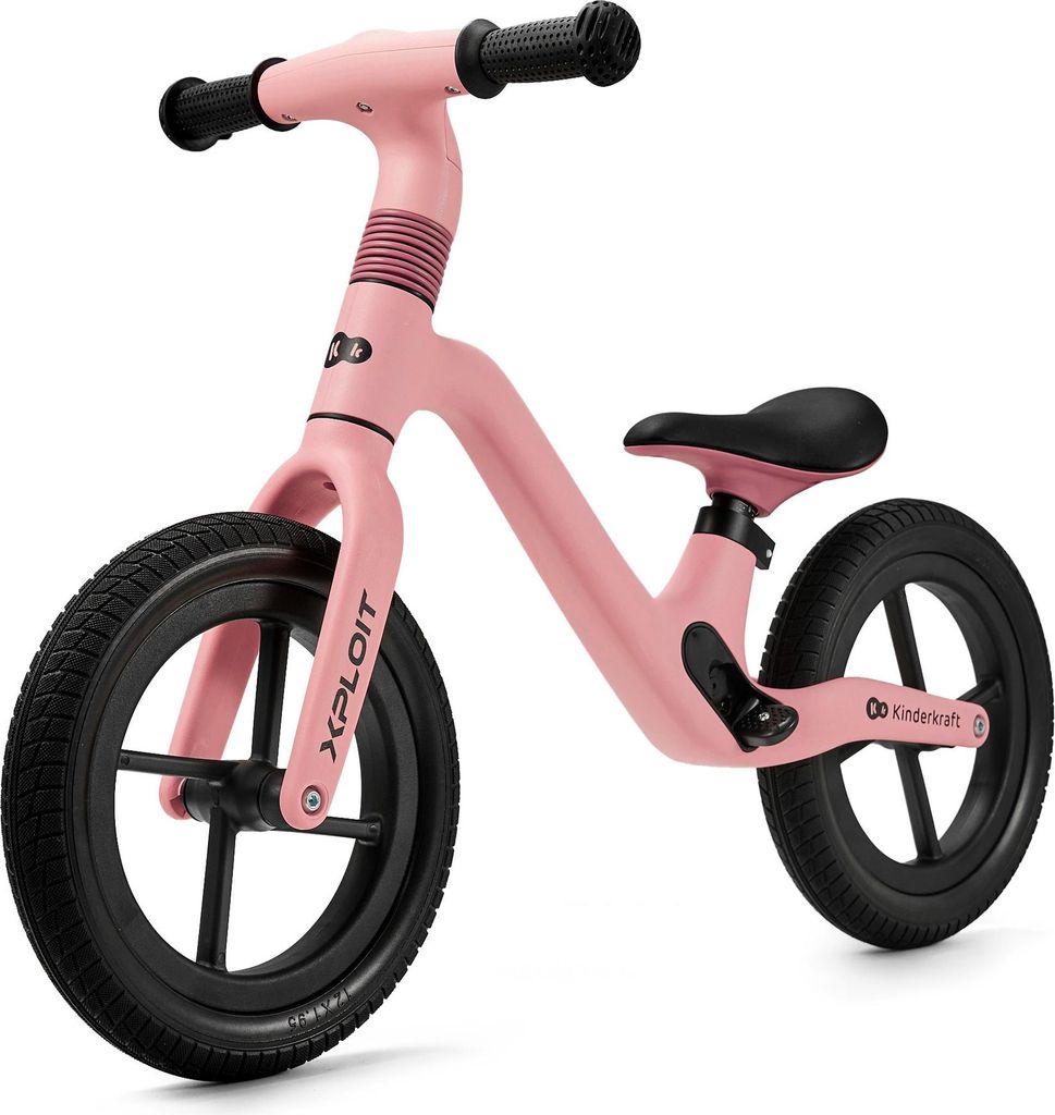 Kinderkraft XPLOIT - Laufrad - sportliches Design - verstellbarer Sattel und Lenker - pannensichere PolyurethanRäder - leicht - ab 2 Jahren - Rosa
