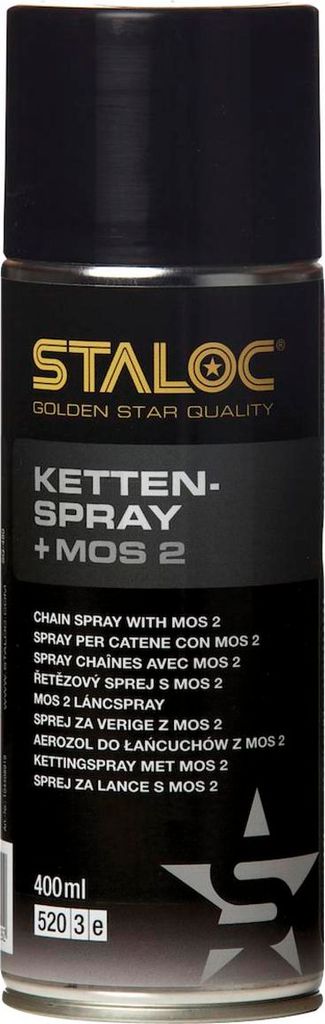 STALOC Kettenspray + MoS2 | Langzeit-Schmierstoff | für Mottorradketten, Scharniere, Kupplungen uvm. | 400 ml