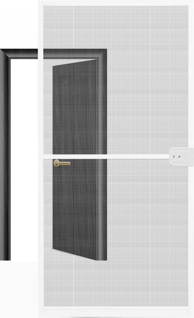 Hengda Fliegengitter Insektenschutz Tür 120x240cm Mückenschutz Mückengitter Pendeltüre mit Alu-Rahmen Weiß