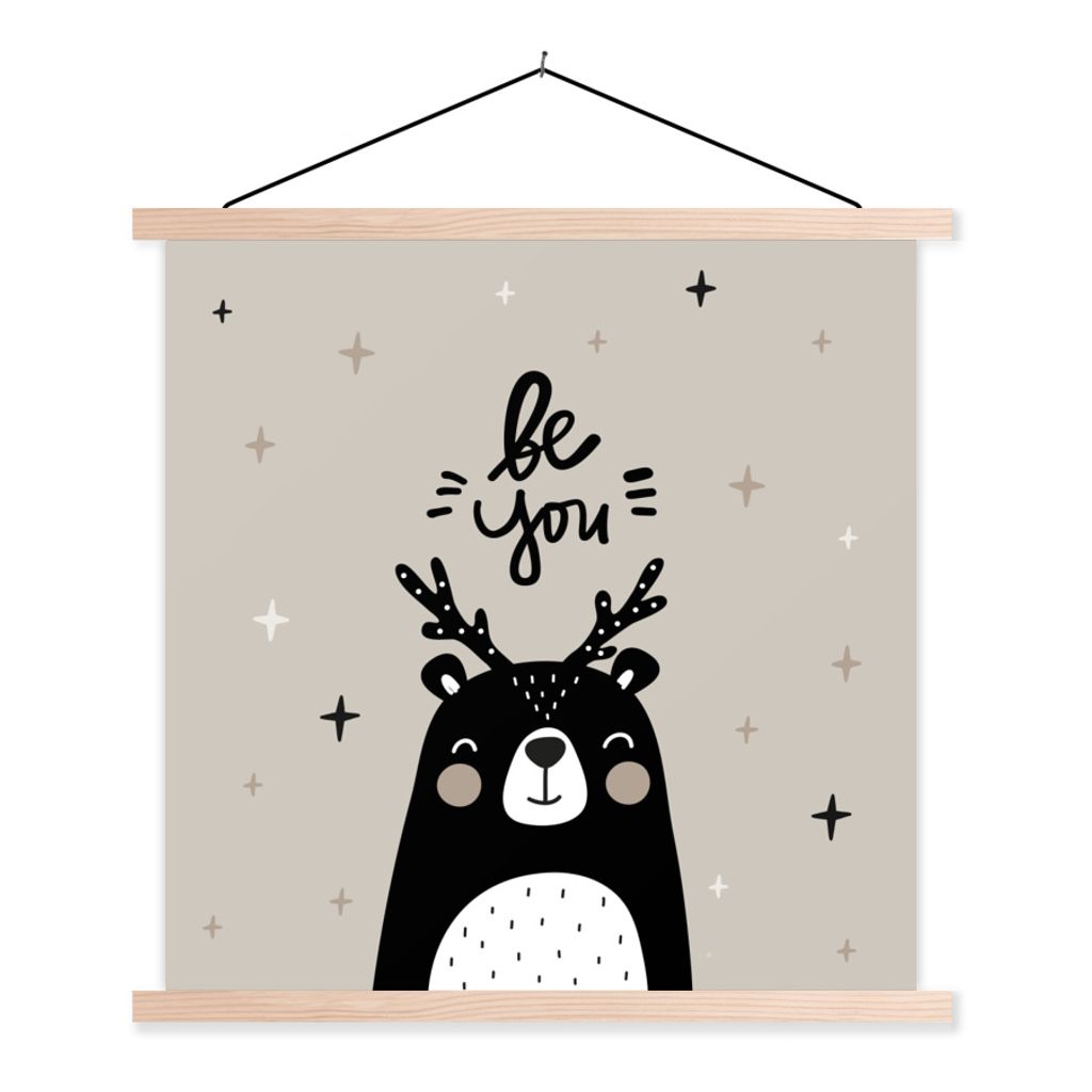 MuchoWow Textilposter Sprichwörter - Sei du - Kinder - Zitate - Baby - Jungen - Mädchen 120x120 cm mit holzfarbenen Rahmen - Textil-Poster