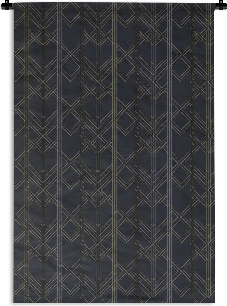 MuchoWow Wandteppich Wandbehang Geometrisch - Art déco - Schwarz - Gold 120x180 cm Tapisserie Dekoration Wandtuch - Schlafzimmer - Dekorationen ...