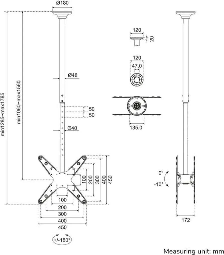 Support TV sol sans perçage 32-75 pouces Neomounts DEH Max 50kg - 8
